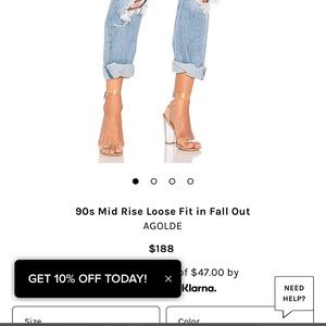 Agolde 90s Mid Rise Loose Fit Jeans - Size 29